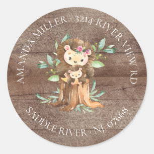 Mama & Baby Igel Dusche Rückgabeadresse Etikett Runder Aufkleber