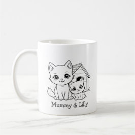 Mama & Baby Niedliche Katze , Personalisierte Matc Kaffeetasse