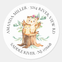 Mama & Baby Owl Baby Showadresse Etikett