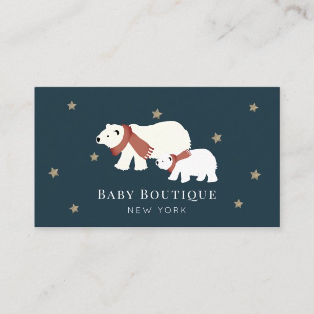 Mama & Baby Polar Bear Baby Boutique Social Media  Visitenkarte (Vorderseite)