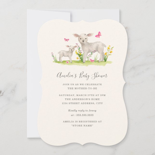 Mama Baby Sheep Sweet Baby Dusche Einladung (Vorderseite)