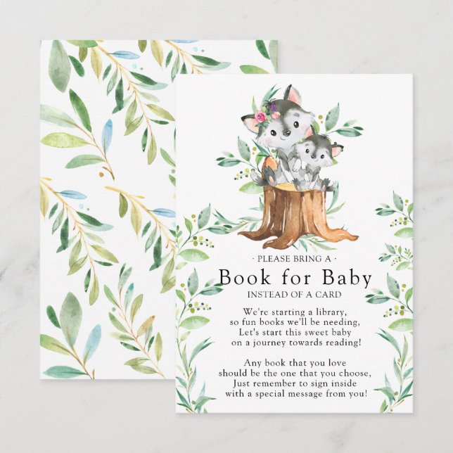 Mama & Baby Wolf Babydusche buchen für Babykarte Begleitkarte (Vorne/Hinten)