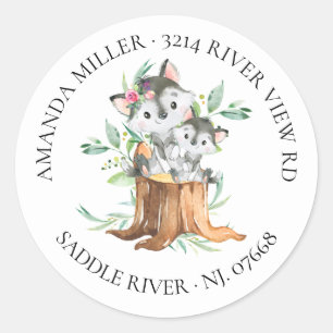 Mama & Baby Wolf Babydusche Rückgabeadresse Etike Runder Aufkleber