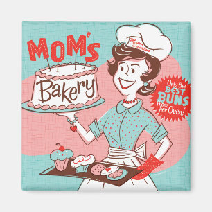 Mama Bäckerei Vintag-Style Square Magnet (grün)