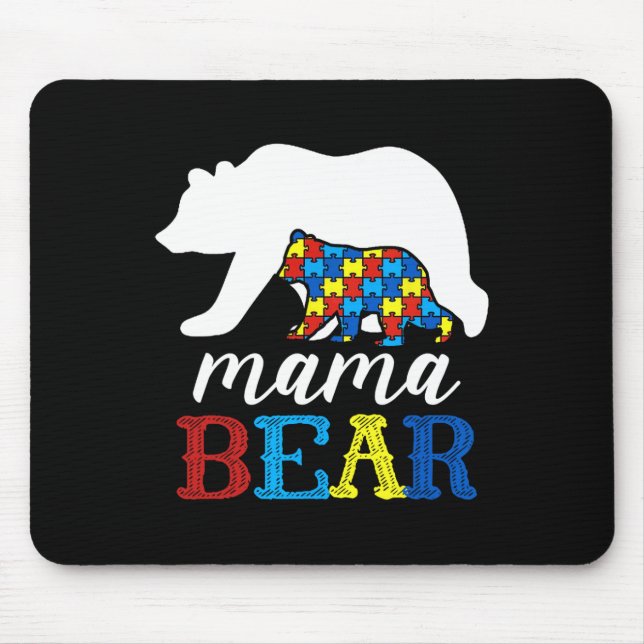 Mama Bär Autismuserkennung Puzzle Mutter Geschenk  Mousepad (Vorne)
