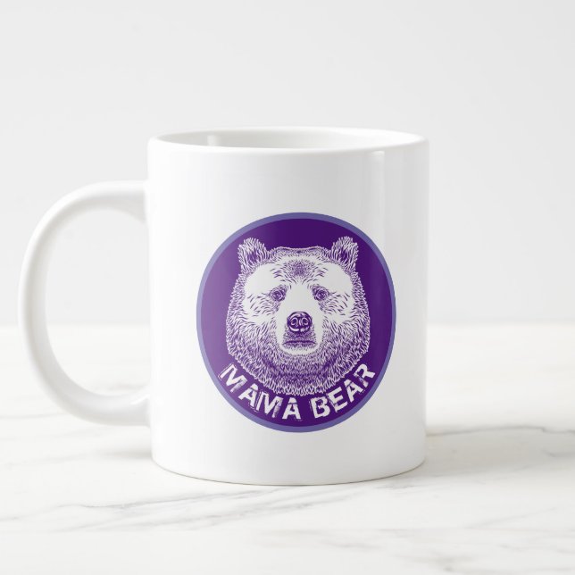 Mama-Bär, Handgezeichnete Illustration Jumbo-Tasse (Links)