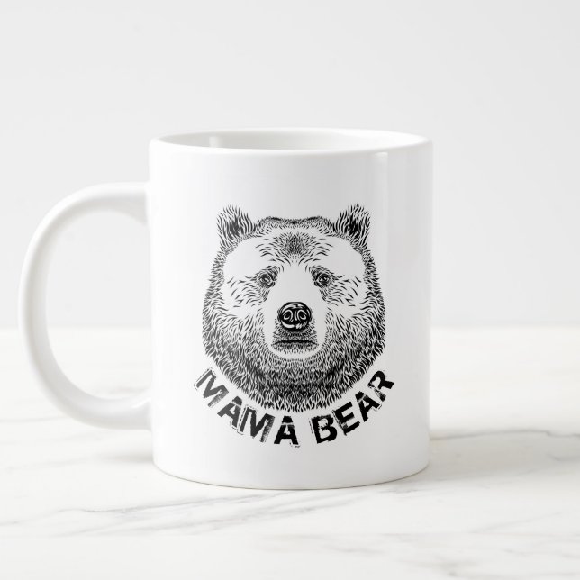 Mama-Bär, Handgezeichnete Illustration Jumbo-Tasse (Links)