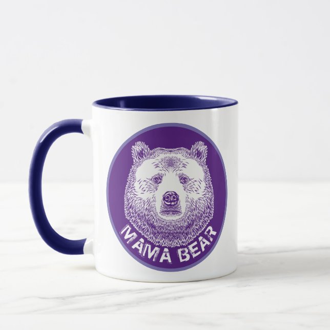 Mama-Bär, Handgezeichnete Illustration Tasse (Links)