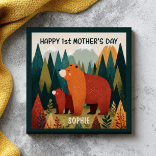 Mama Bär & Jungtier Natur Landschaft 1. Muttertag Fliese