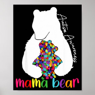 Mama Bär Liebesunterstützung Autismus-Bewusstsein Poster