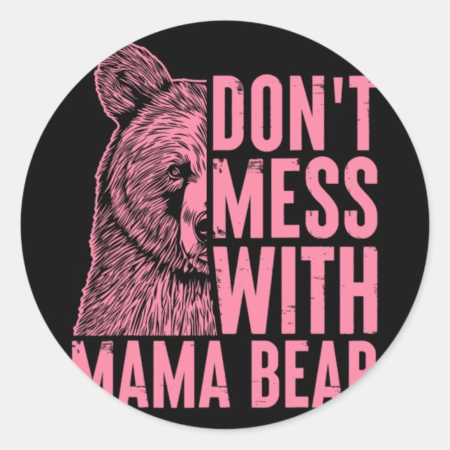 Mama Bär Mama Bären Mütter Day Wo Runder Aufkleber (Vorderseite)
