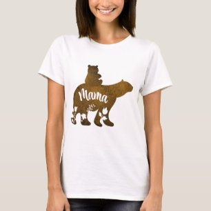 Mama-Bär mit 1 Cub auf Mama's Rücken T-Shirt