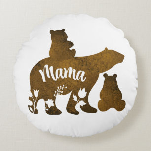 Mama-Bär mit 2 Cubs Mama von zwei Rundes Kissen