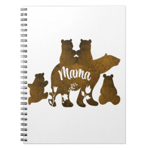 Mama-Bär mit 4 Cubs Mama 4 Kindergeschenk Notizblock