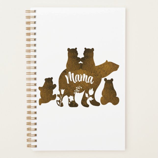 Mama-Bär mit 4 Cubs Mama 4 Kindergeschenk Planer (Vorderseite)