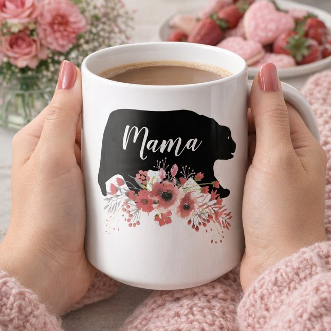 Mama-Bär mit Blume Kaffeetasse (Von Creator hochgeladen)