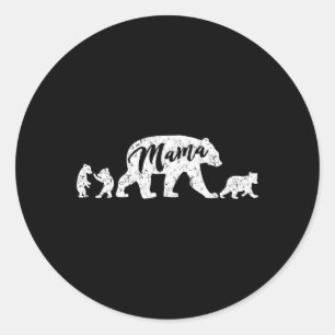 Mama-Bär mit drei Bärenjungen Runder Aufkleber