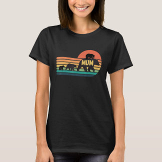 Mama-Bär mit Vintagen Sunset-Retro-Familie T-Shirt