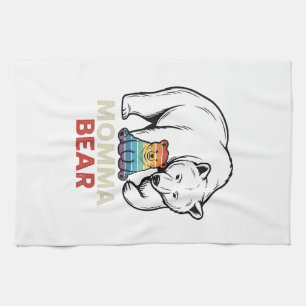 Mama-Bär-Regenbogen-Vintage-Stickerei-Shirt-Design Geschirrtuch