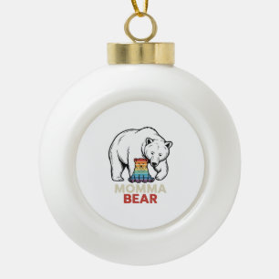 Mama-Bär-Regenbogen-Vintage-Stickerei-Shirt-Design Keramik Kugel-Ornament