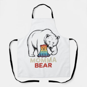 Mama-Bär-Regenbogen-Vintage-Stickerei-Shirt-Design Schürze