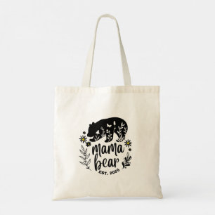 Mama-Bär, schwarz und weiß Typografie Geschenk Tragetasche