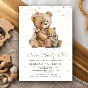 Mama Bär und süßer Baby-Teddybär-Baby-Party Einladung