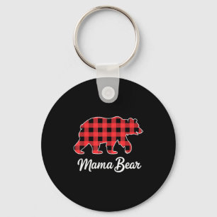 Mama-Bär-Weihnachten Roter Buffalo-Karo-Familien-M Schlüsselanhänger
