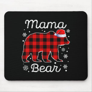 Mama Bär Weihnachts-Pyjamas Rot Kariert Buffalo-Fa Mousepad