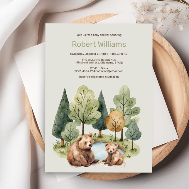 Mama Bären Abenteuer erwartet die Baby Dusche Einl Einladung (Forest theme baby shower invitation
)