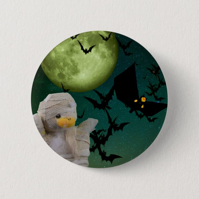 Mama, Bat & Moon Halloween Button (Vorderseite)