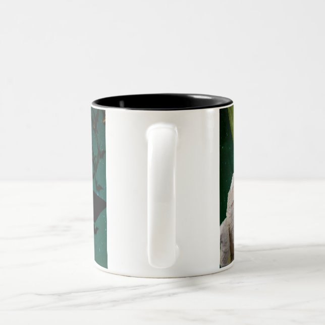 Mama, Bat & Moon Halloween Zweifarbige Tasse (Henkel)