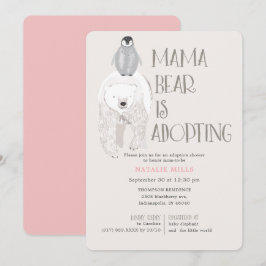 Mama Bear Adoption Pink Girl Babydusche Einladung
