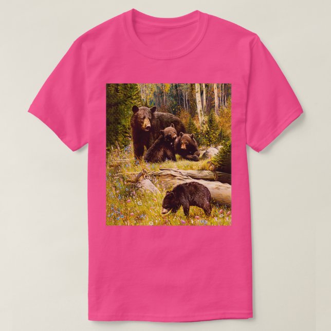 Mama Bear and Babys Black Bear Family 1 T-Shirt (Design vorne)
