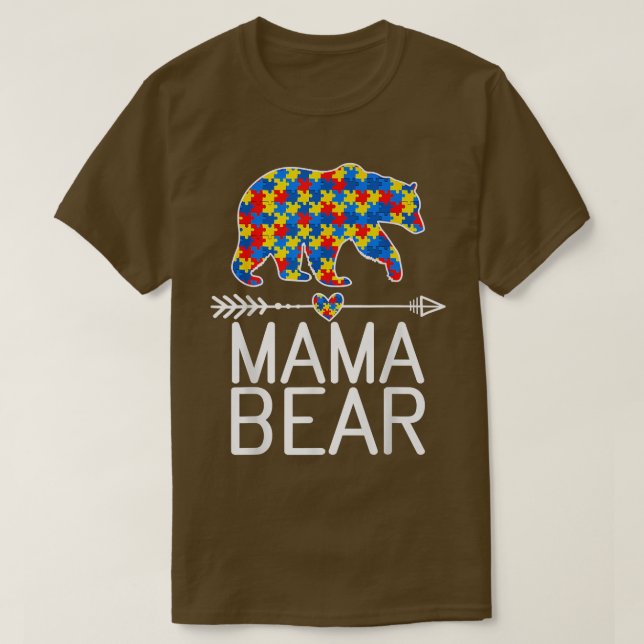 Mama Bear Autismus Bewusstsein Puzzle Piece Premiu T-Shirt (Design vorne)