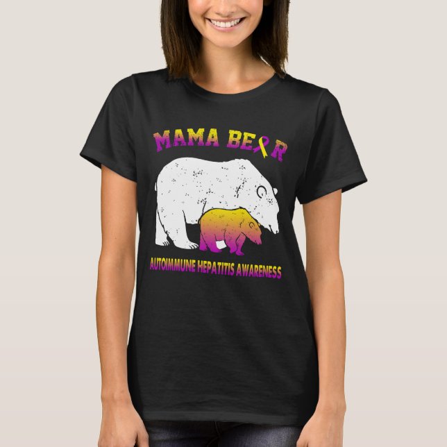 Mama Bear Autoimmune Hepatitis Bewusstsein T-Shirt (Vorderseite)