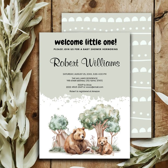 Mama bear aventure attend une invitation baby show (Cute mommy bear baby shower invitation , welcome little one)