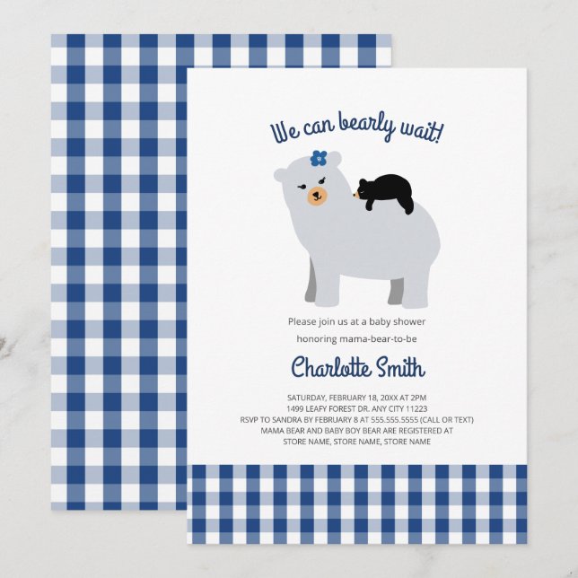 Mama Bear Baby Bear Baby Dusche Einladung (Vorne/Hinten)