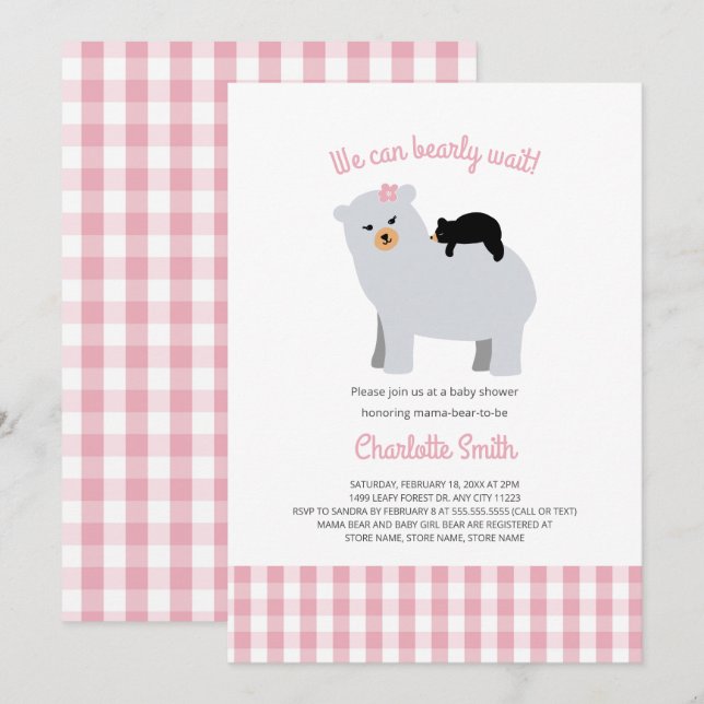 Mama Bear Baby Bear baby shower invitation (Devant / Derrière)
