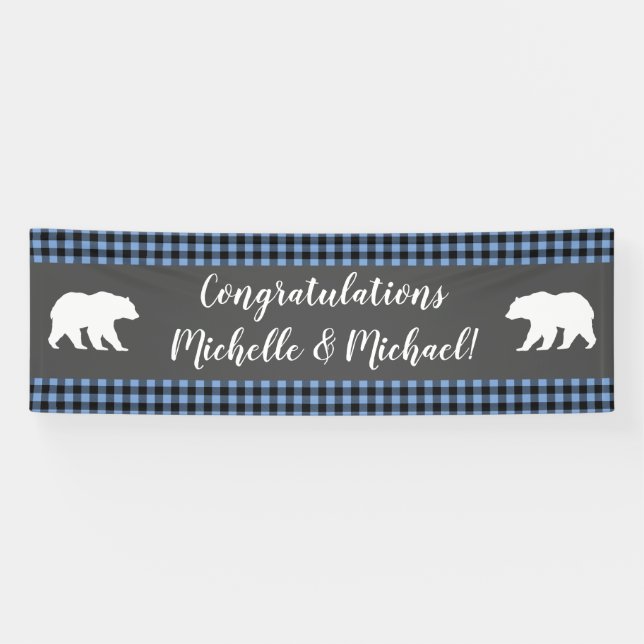 Mama Bear Baby Dusche Woodland Lodge Boy Blue Banner (Horizontal)
