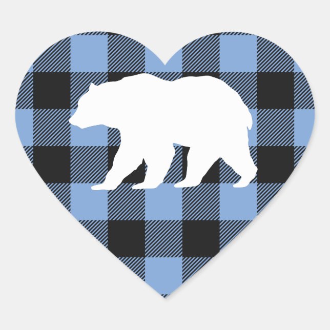 Mama Bear Baby Dusche Woodland Lodge Boy Blue Herz-Aufkleber (Vorderseite)