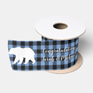 Mama Bear Baby Dusche Woodland Lodge Boy Blue Satinband