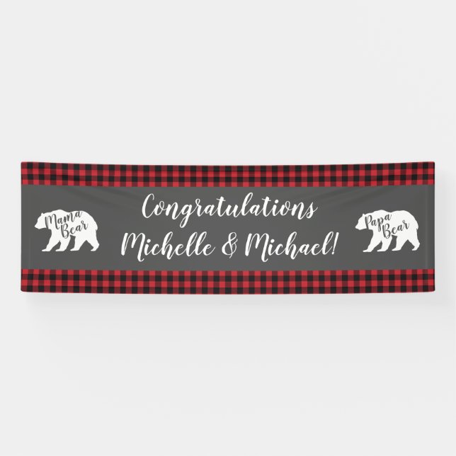 Mama Bear Baby Shower Woodland Lodge Banner (Horizontal)
