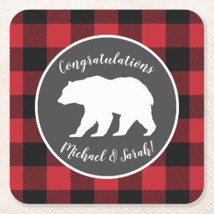 Mama Bear Baby Shower Woodland Lodge Rechteckiger Pappuntersetzer