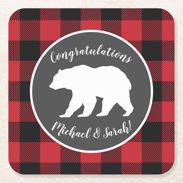 Mama Bear Baby Shower Woodland Lodge Rechteckiger Pappuntersetzer (Vorderseite)
