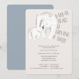 Mama Bear Blue Boy Baby Shower Einladung