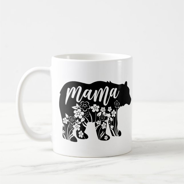 Mama Bear Blume T - Shirt Kaffeetasse (Links)