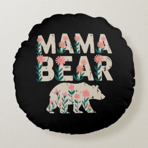 Mama Bear - Blumenstärke und Liebe Rundes Kissen