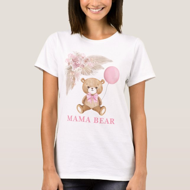 Mama Bear Boho Balloon Baby Girl Showgeschenk T-Shirt (Vorderseite)