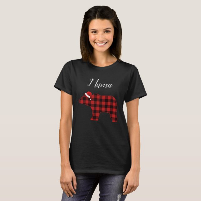 Mama Bear Buffalo Family Chrismtas Pajama T-Shirt (Vorne ganz)